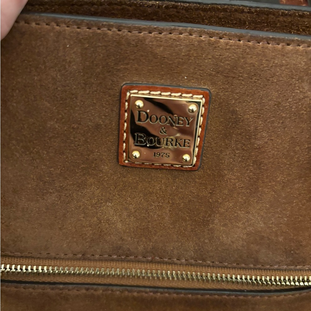 Dooney & Bourke Shopper Bag Caramel Suede Zip Top Tote | Feet | Medium - Picture 6 of 11